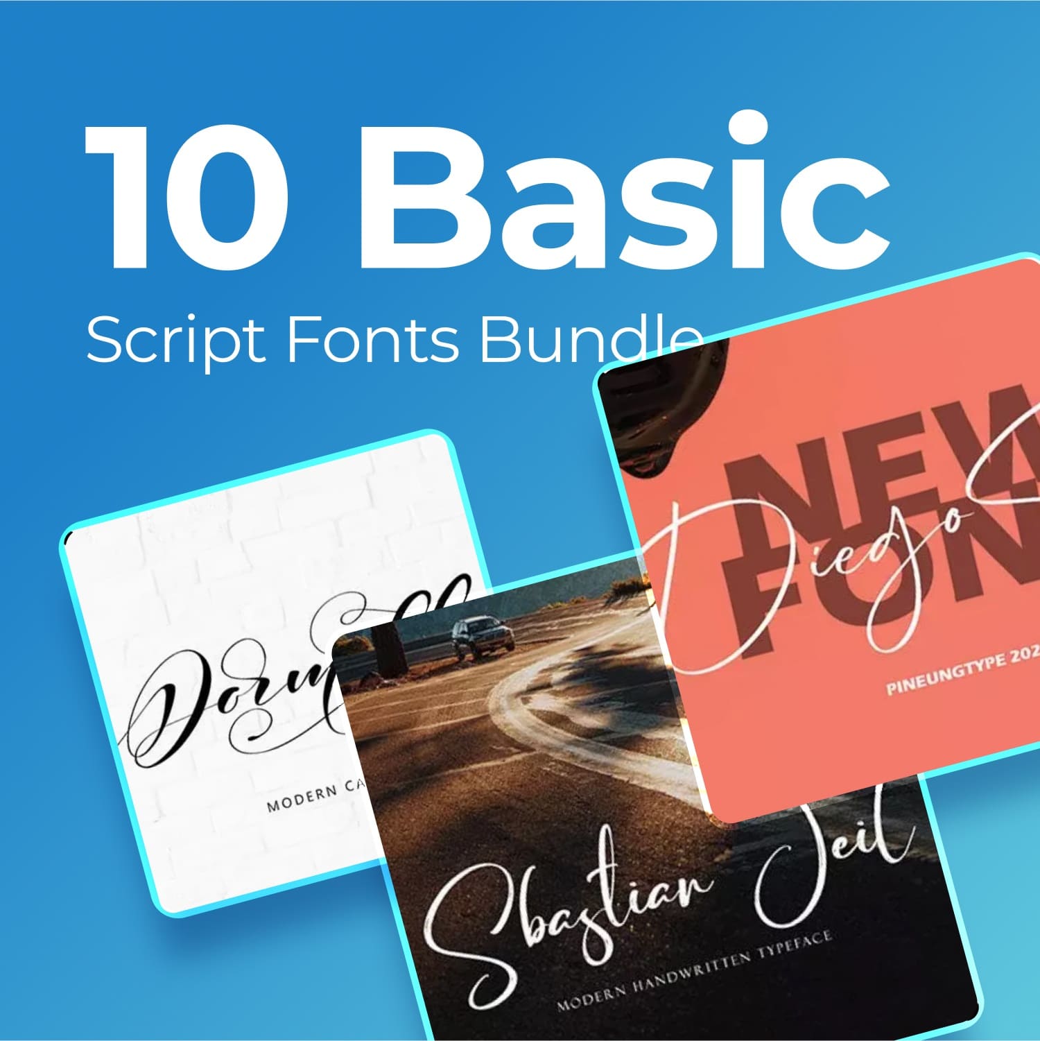 Basic script fonts bundle main cover.