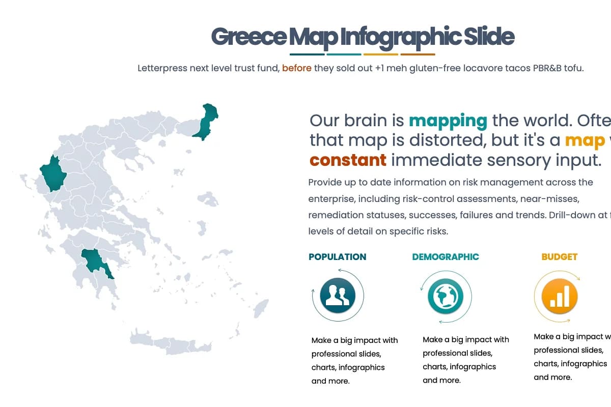 best maps keynote infographics, greece map infographics slide.