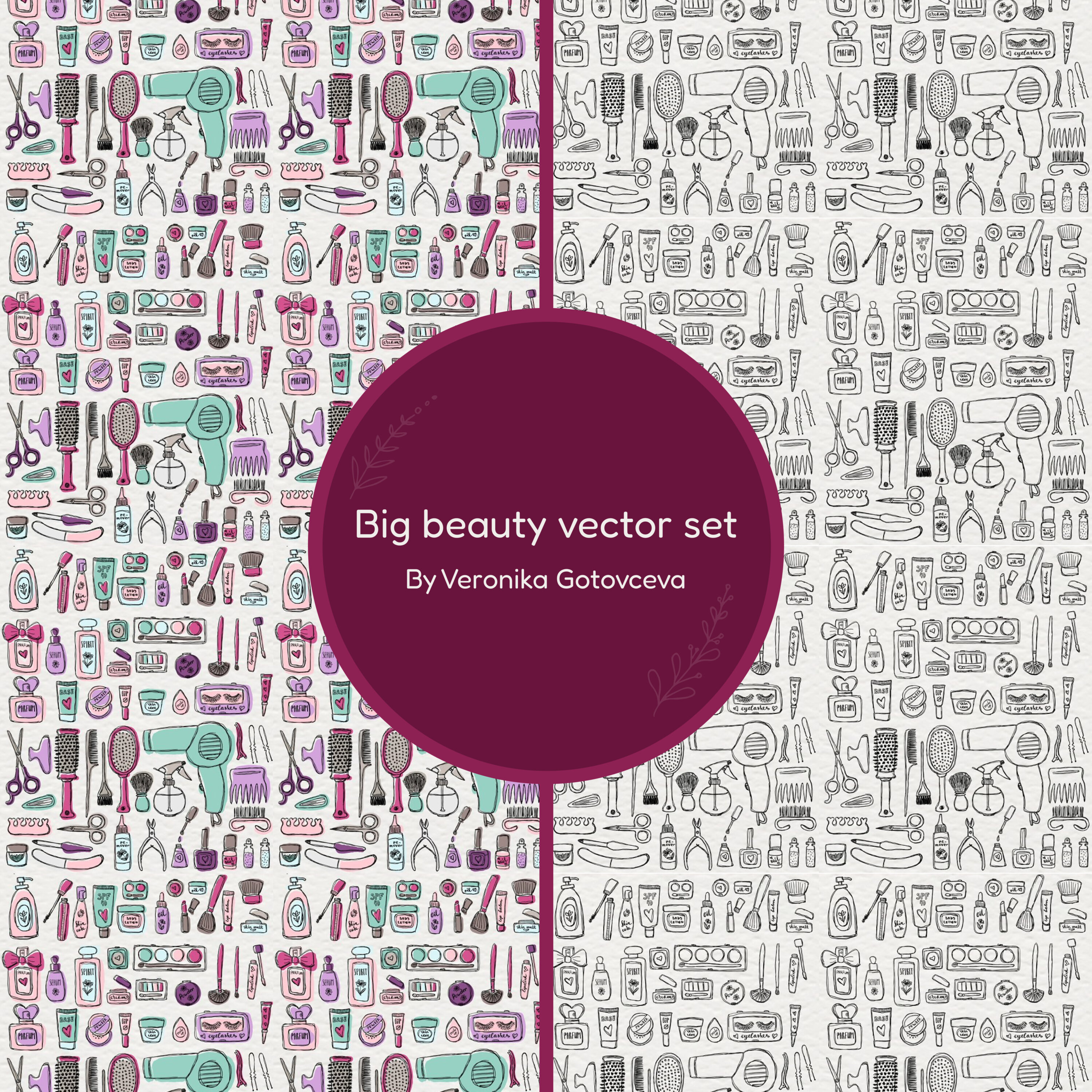 Prints of big beauty vector set.