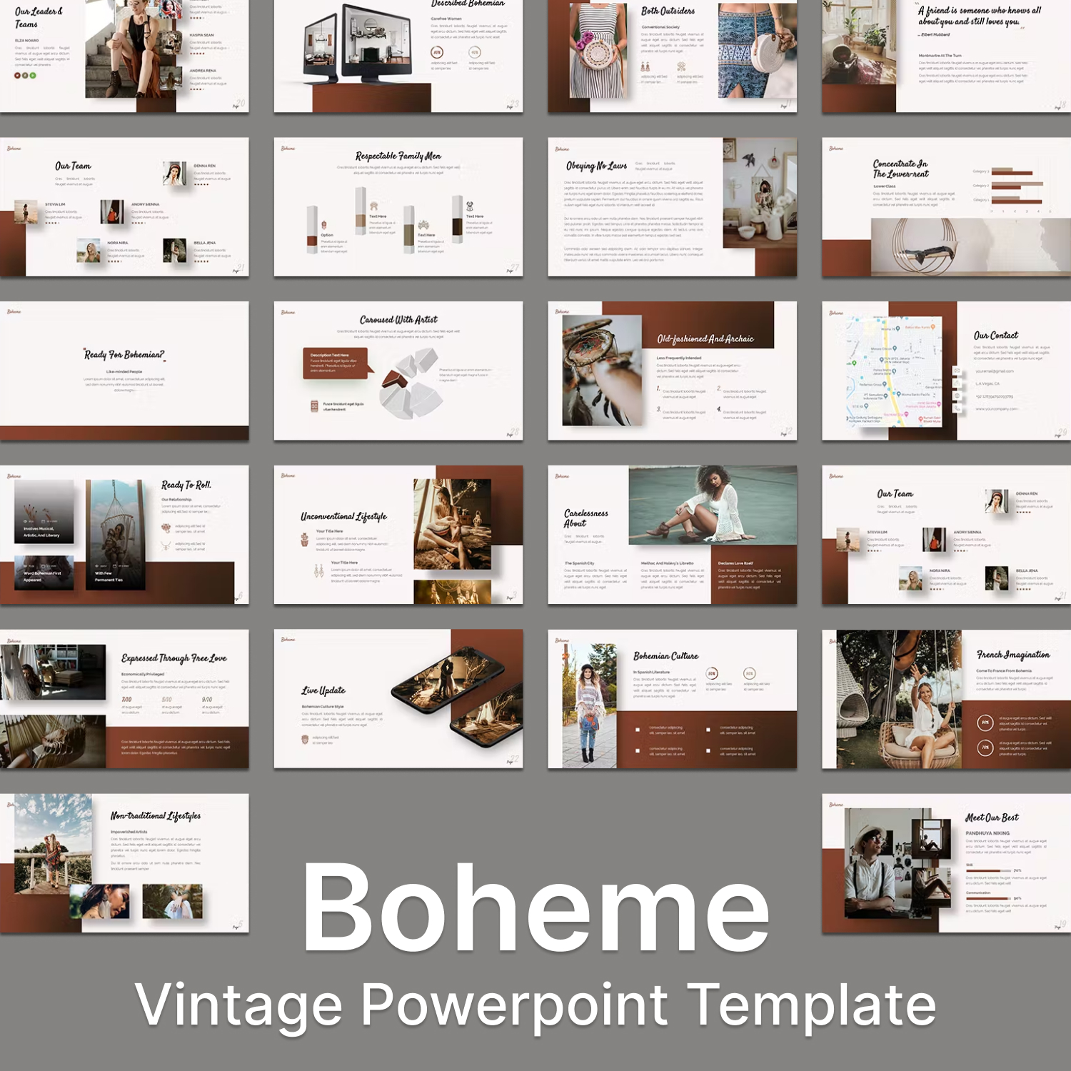 Preview boheme vintage powerpoint template.