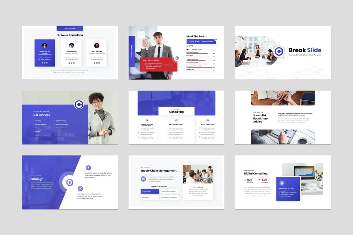 business consulting presentation pages.