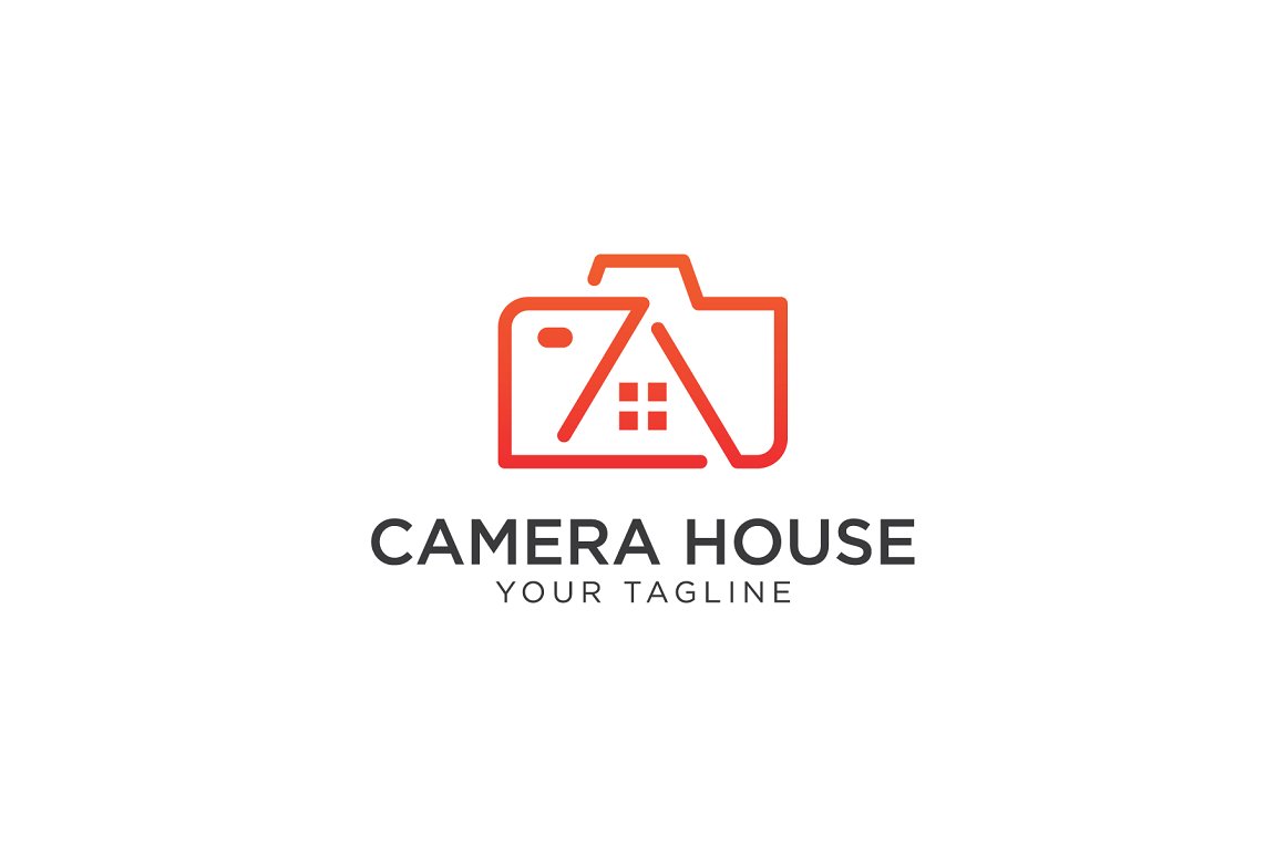 Camera and house logo on a white background.