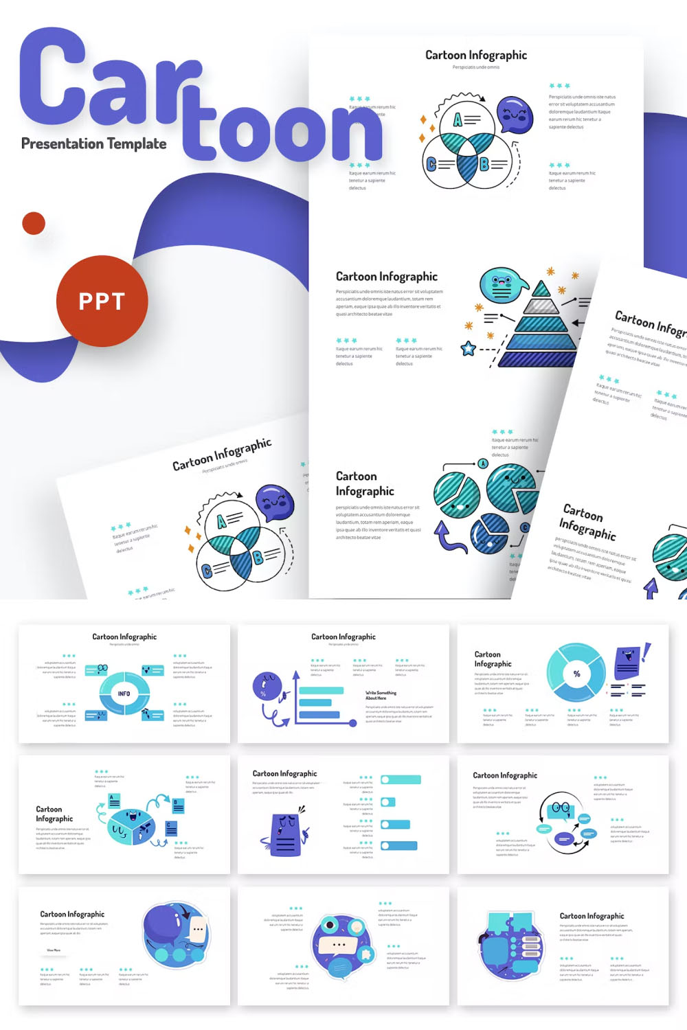 Preview cartoon infographic powerpoint template.