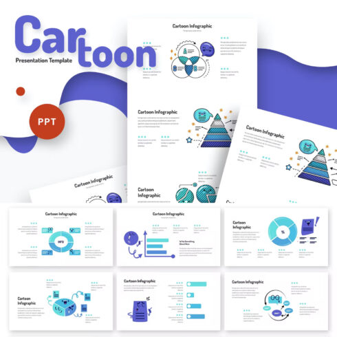 Prints of cartoon infographic powerpoint template.