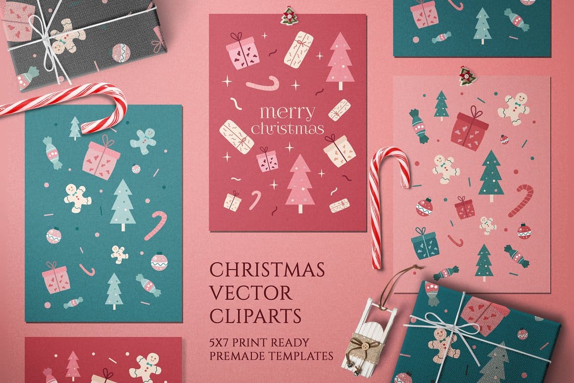 Christmas Clipart Vector And PNG Kit Preview 3.