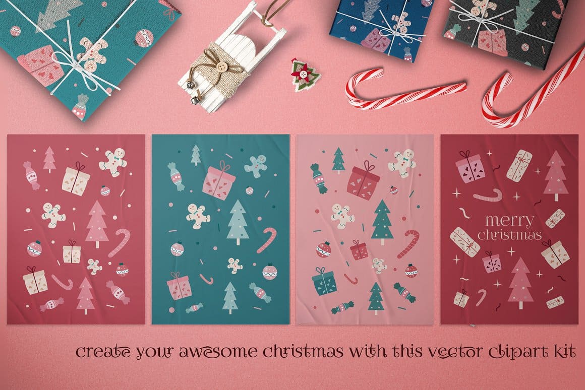 Christmas Clipart Vector And PNG Kit Preview 7.