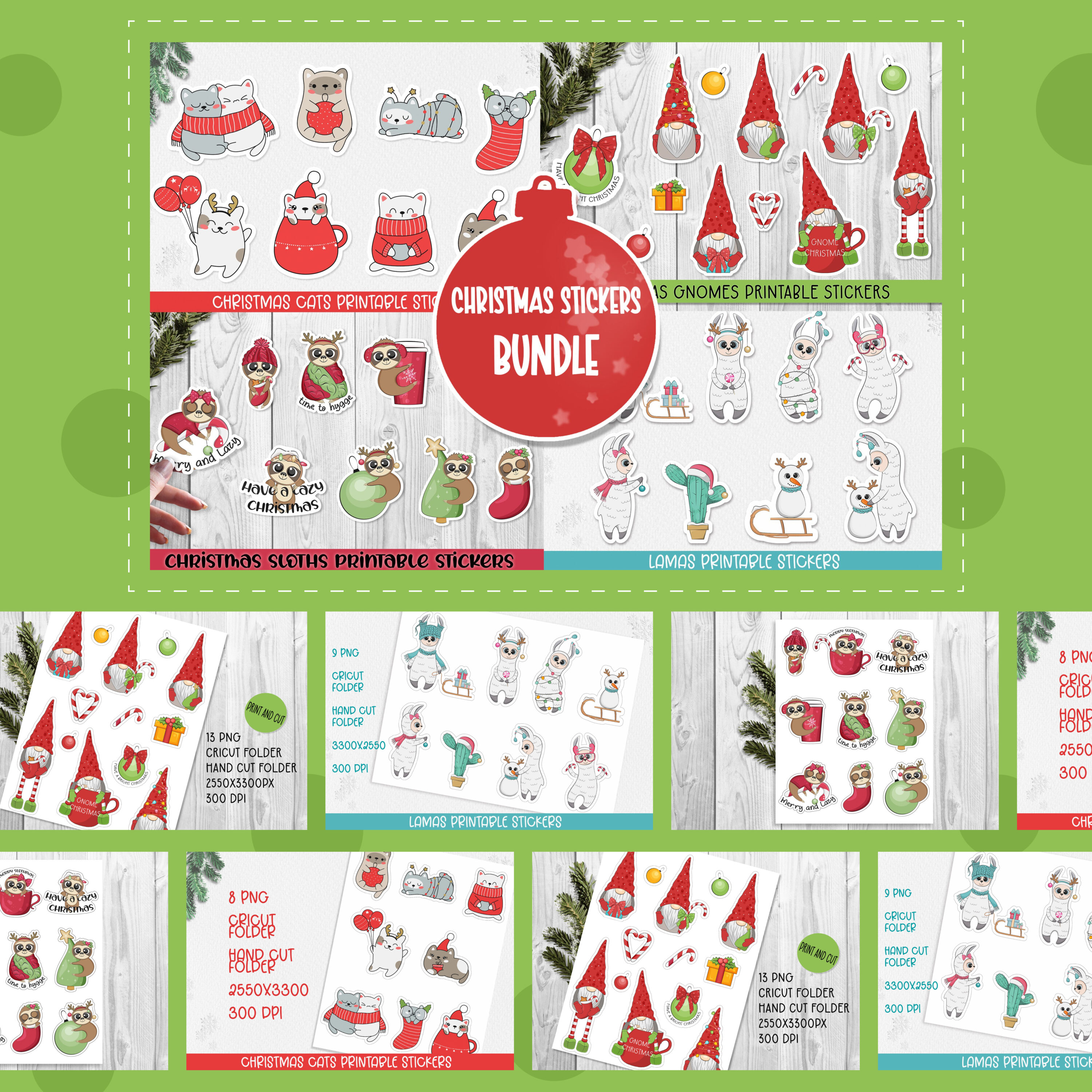 Prints of christmas stickers bundle.