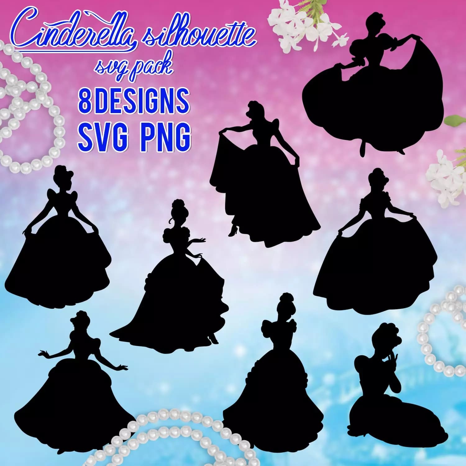 Cinderella Silhouette SVG Preview 5.