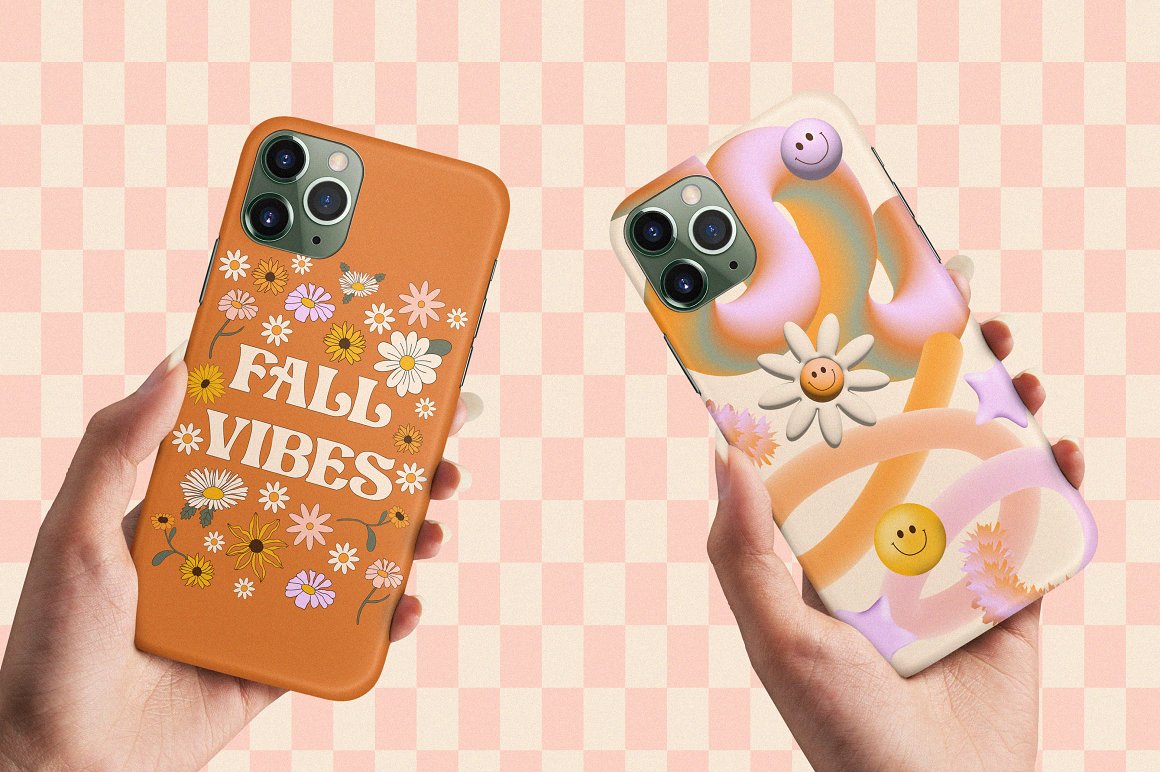 Prints on phone covers.