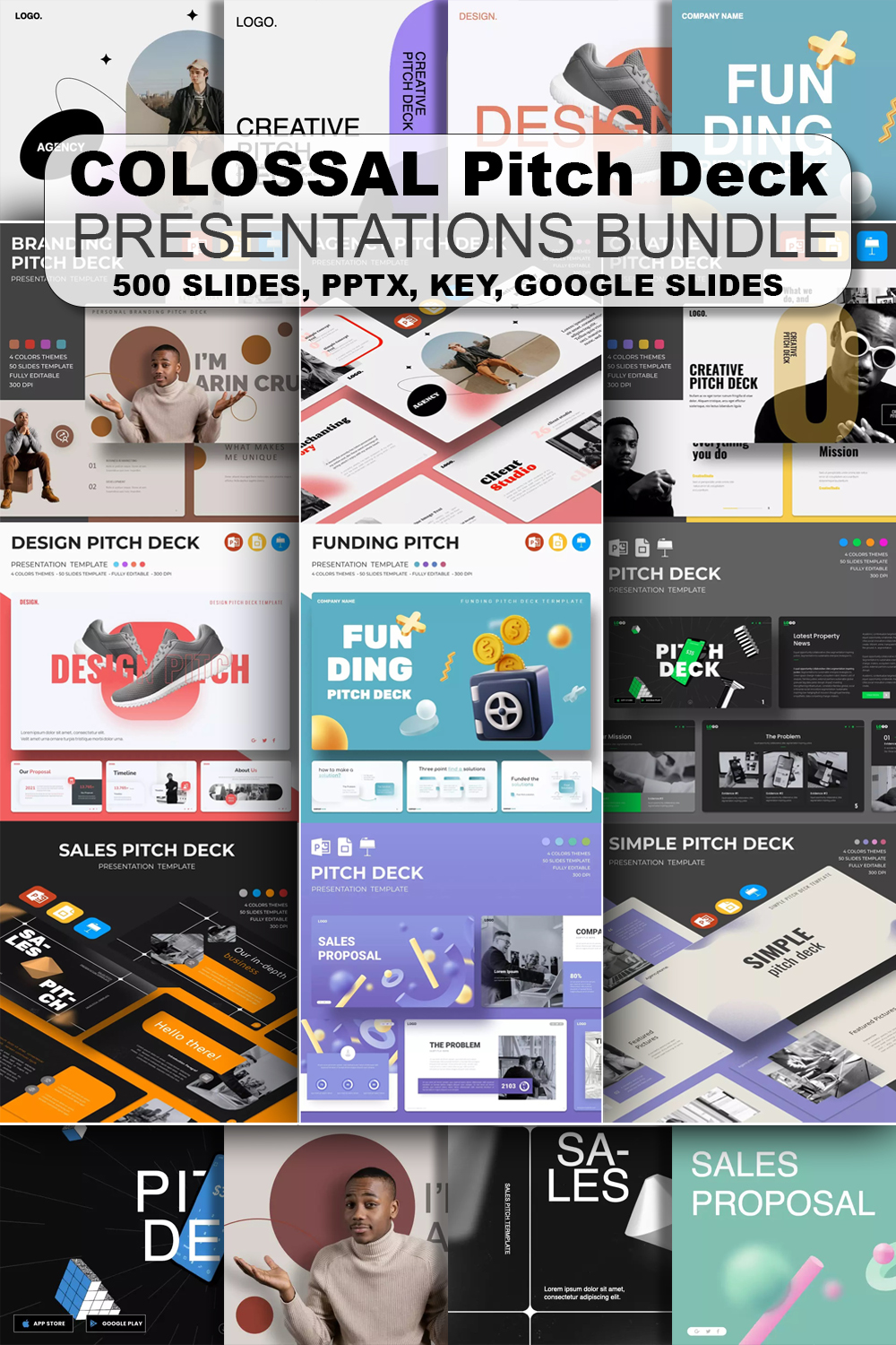 Colossal Pitch Deck Presentations Bundle 500 Slides PPTX Key Google Slides Pinterest.