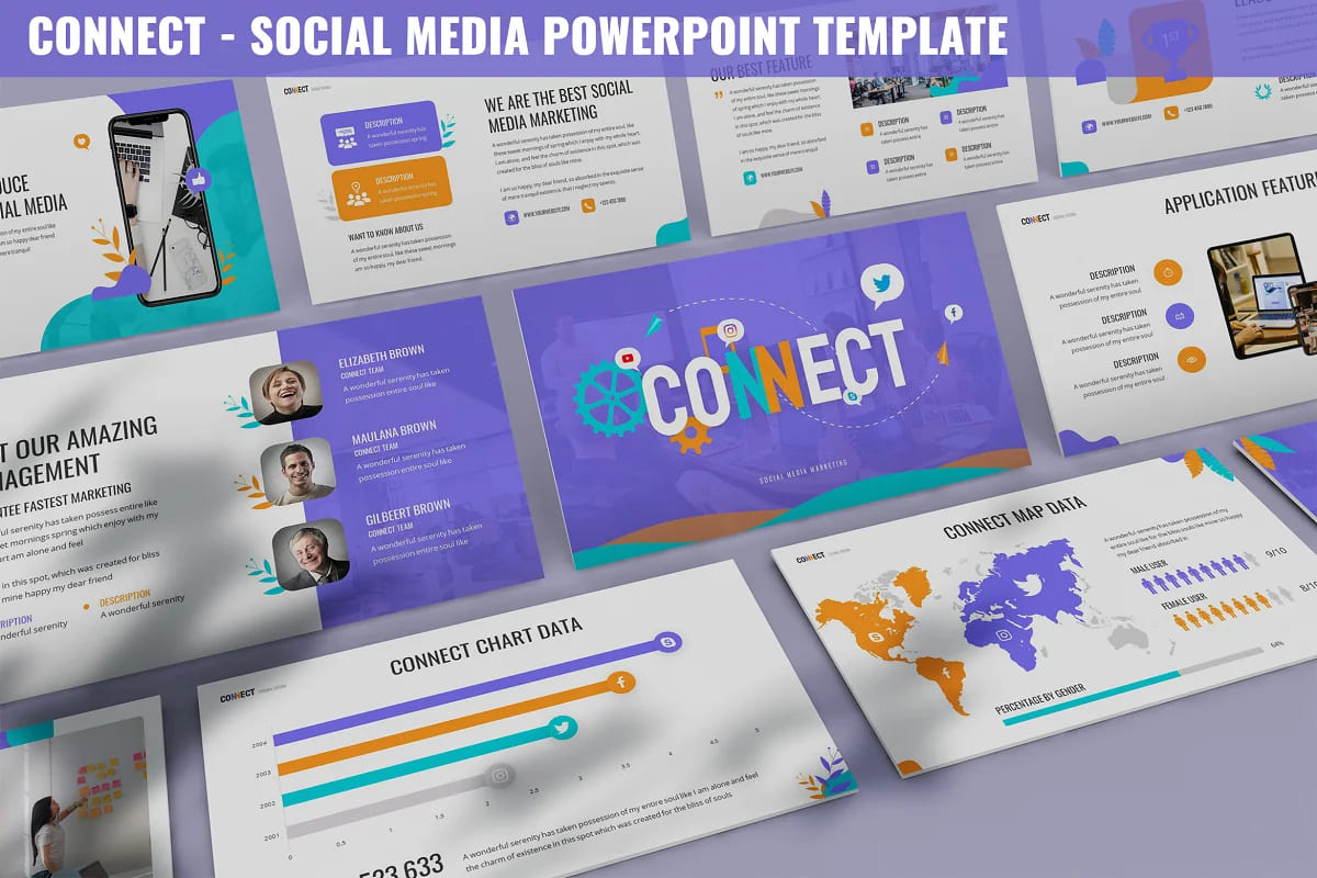 connect social media powerpoint template.
