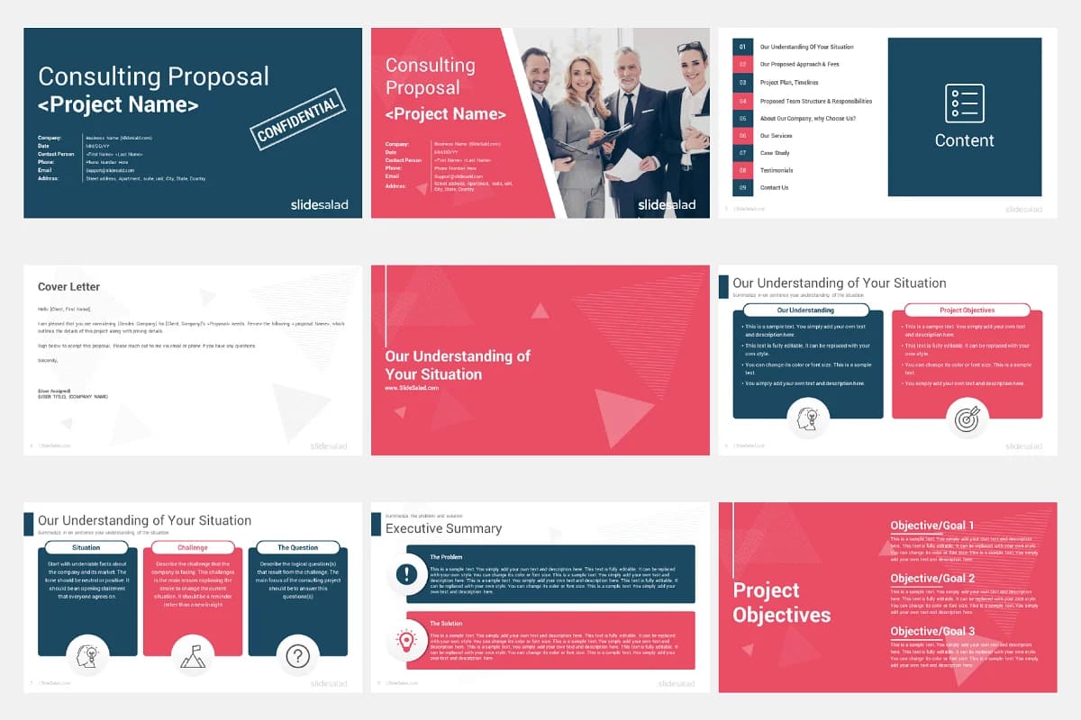 consulting proposal powerpoint, slides overview.