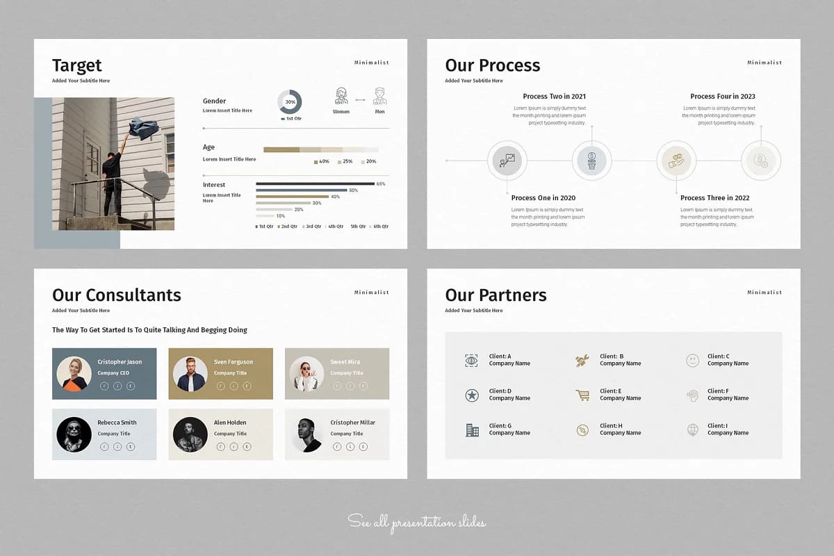 consulting sales pitch presentation pages.