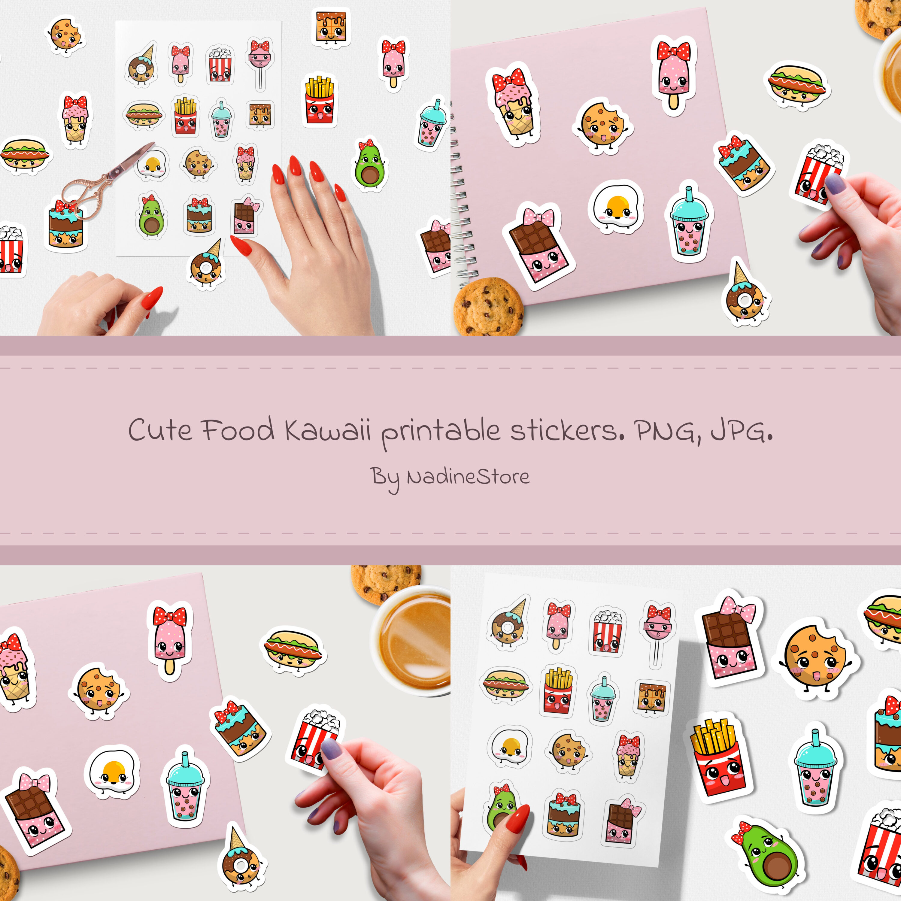 Cute Food Printable Stickers. PNG, JPG. Graphic by NadineStore · Creative  Fabrica