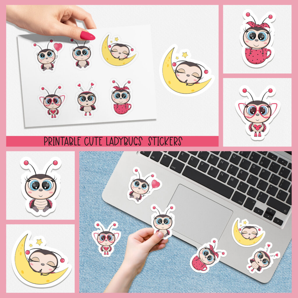 Cute Ladybugs Printable Stickers. PNG. – MasterBundles