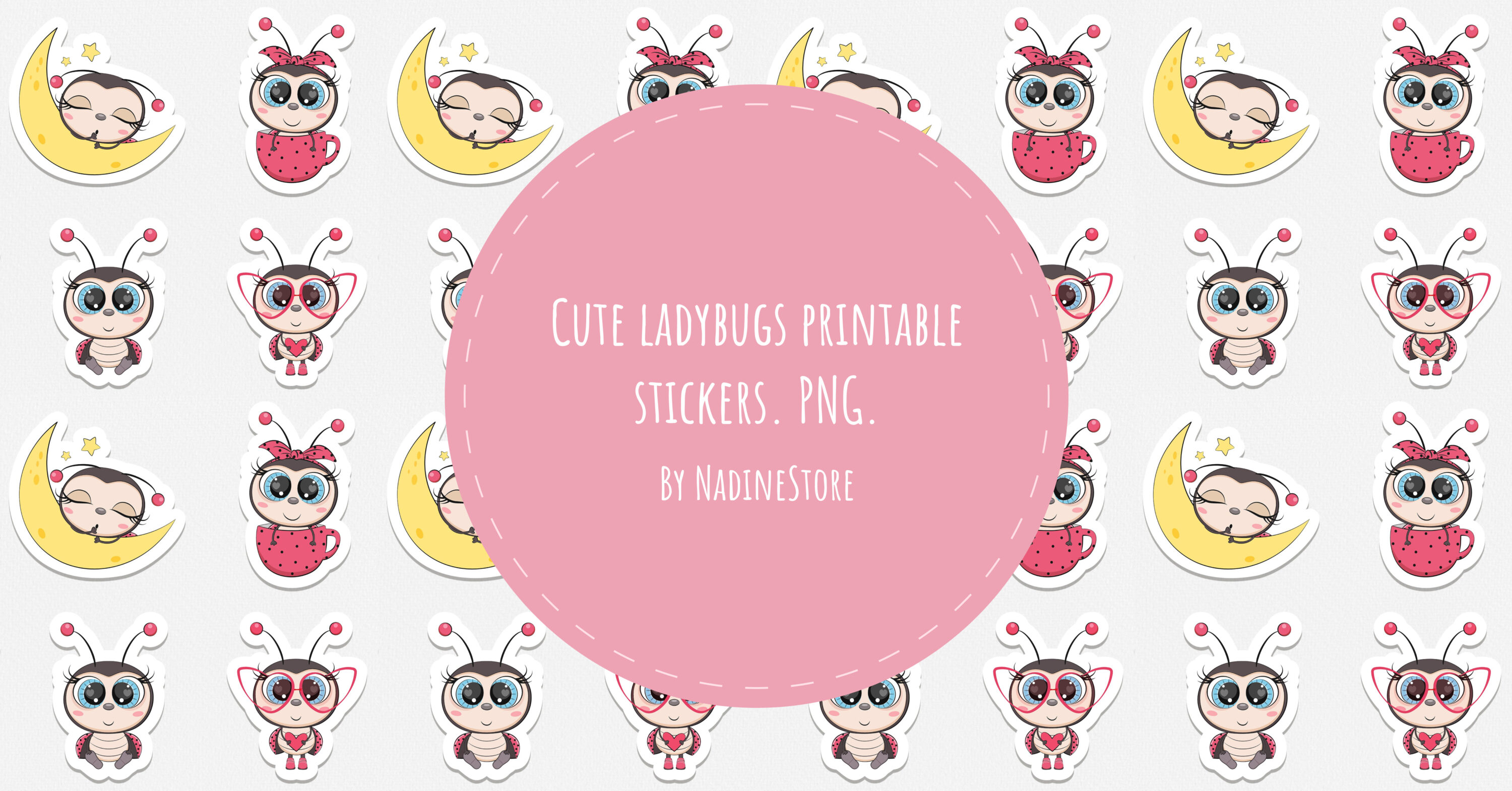 Cute Ladybugs Printable Stickers. PNG. – MasterBundles