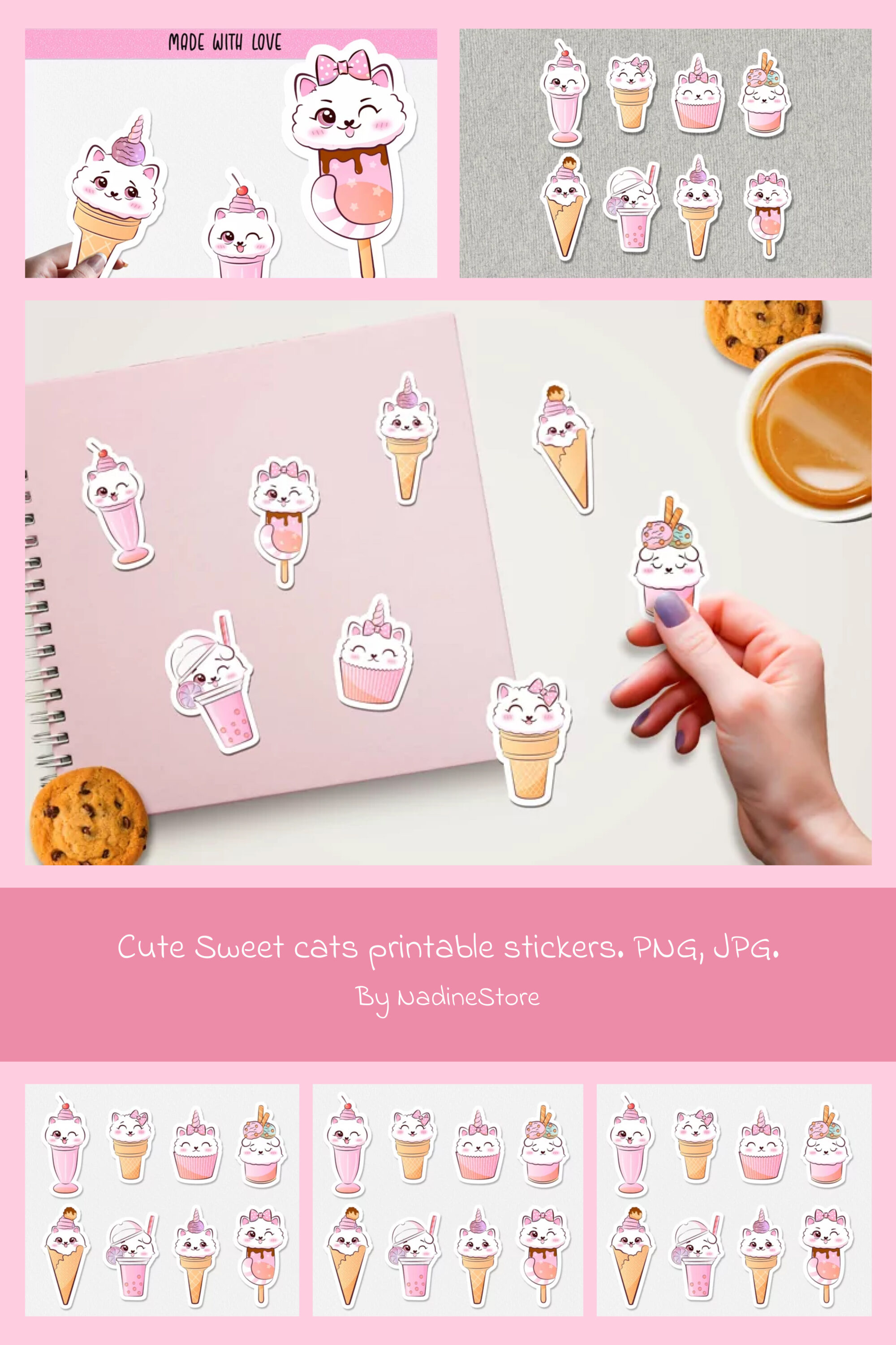 Cute sweet cats printable stickers of pinterest.