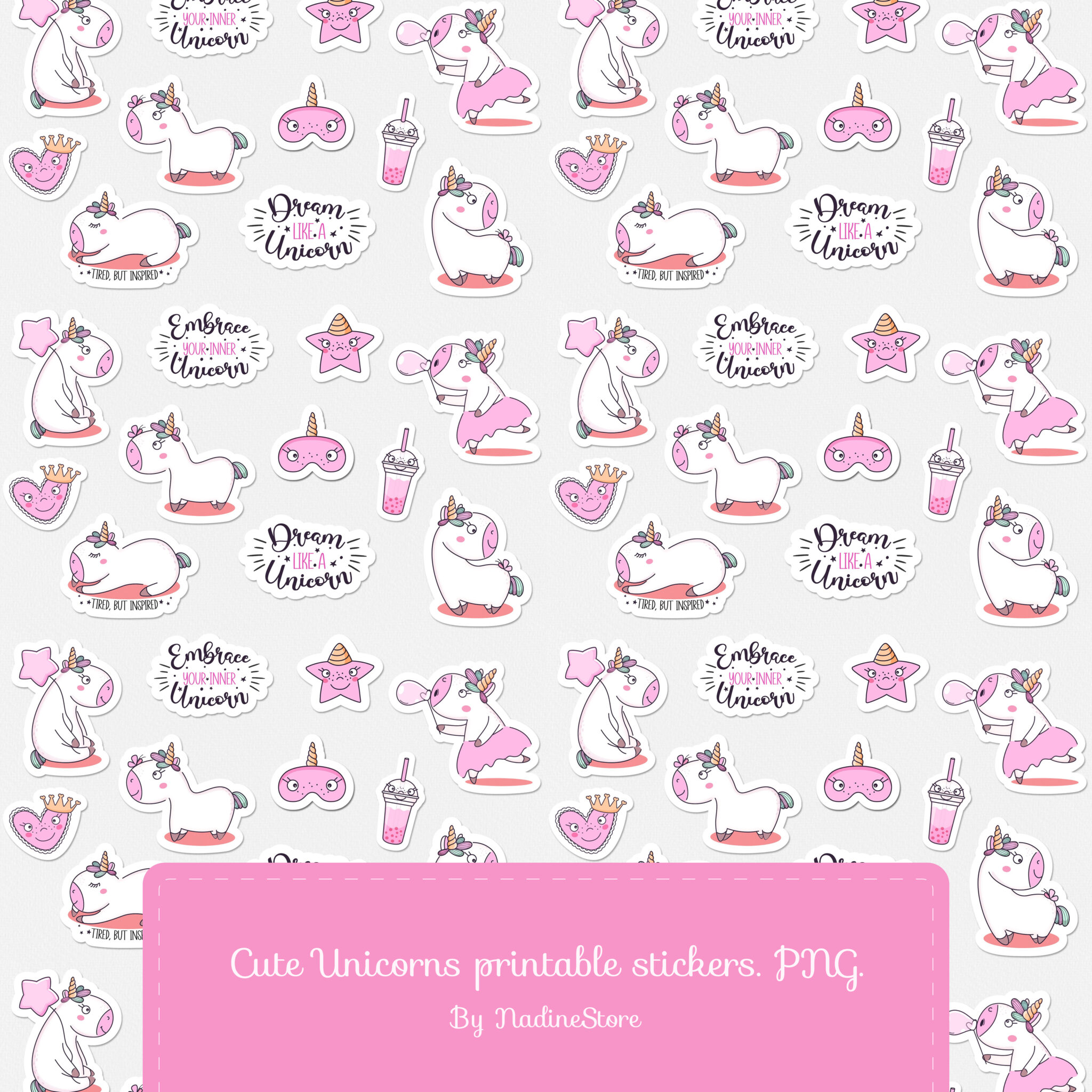 Cute Kitty Printable Stickers. PNG, JPG. | Master Bundles