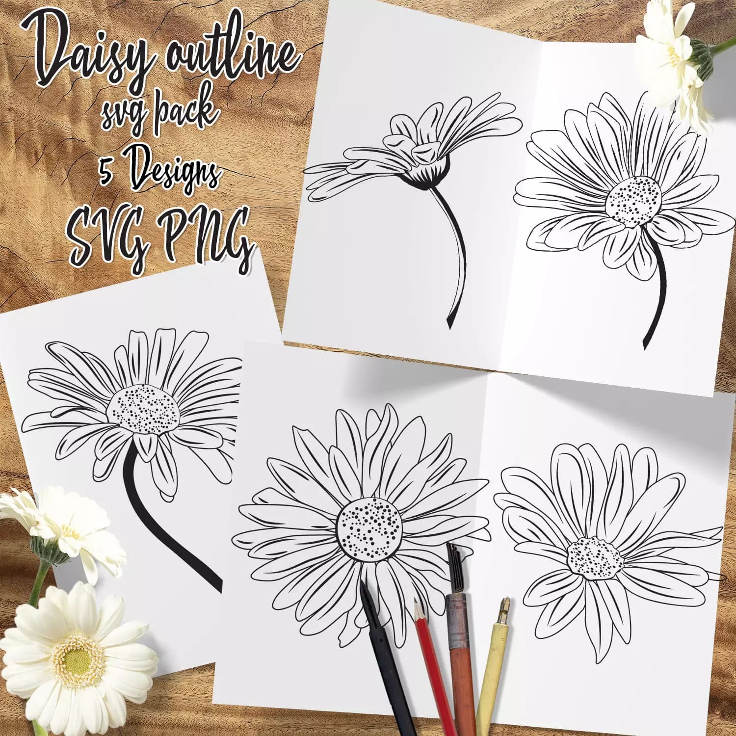Daisy Outline SVG Preview 2.