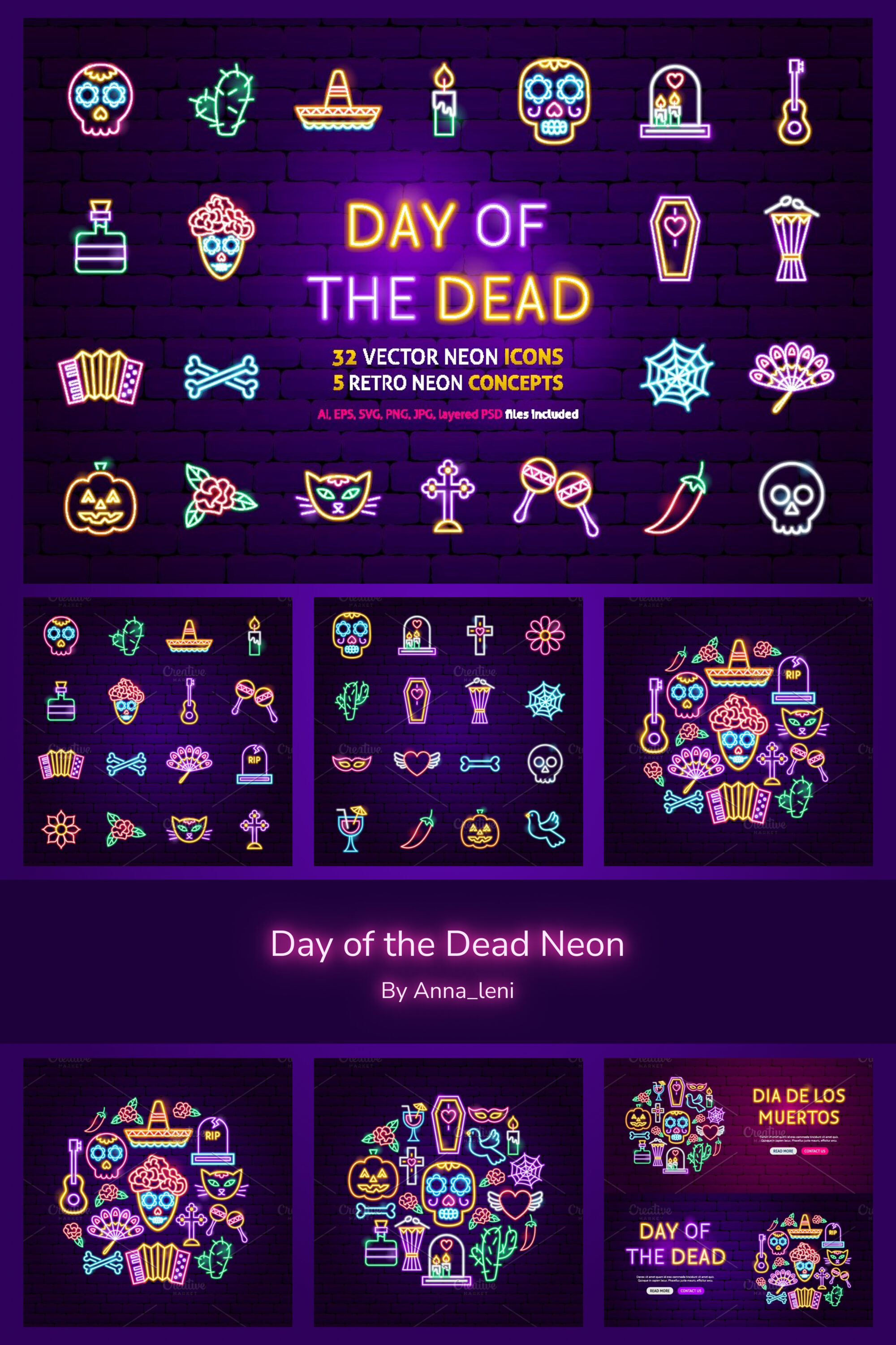 Day of the dead neon of pinterest.