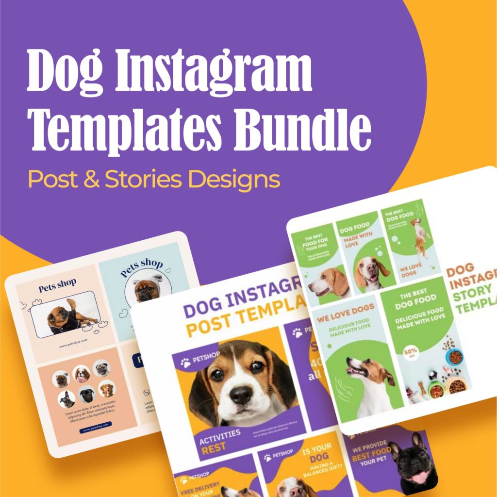 Dog Instagram Templates Bundle Post And Stories Designs MasterBundles