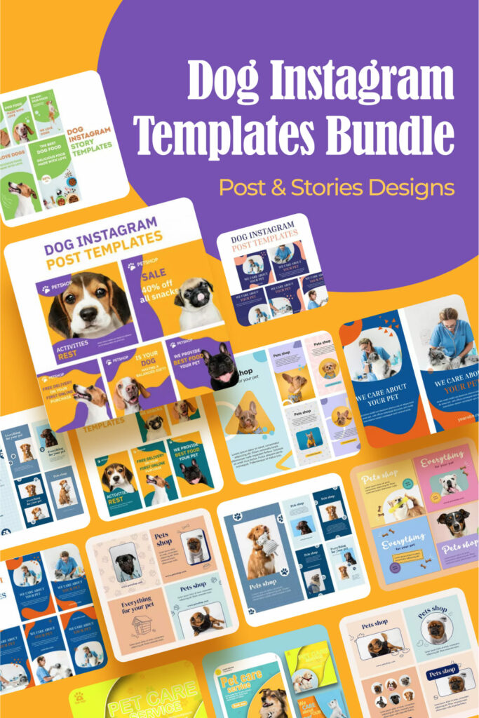 Dog Instagram Templates Bundle: Post And Stories Designs | MasterBundles