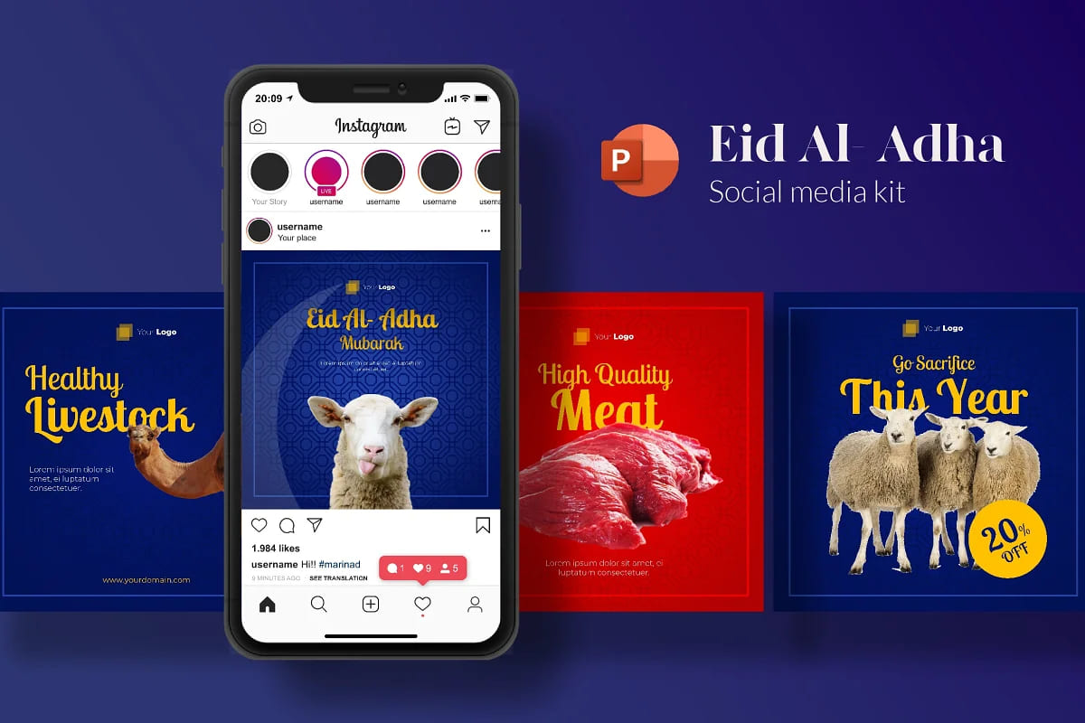 eid mubarak social media kit presentation.