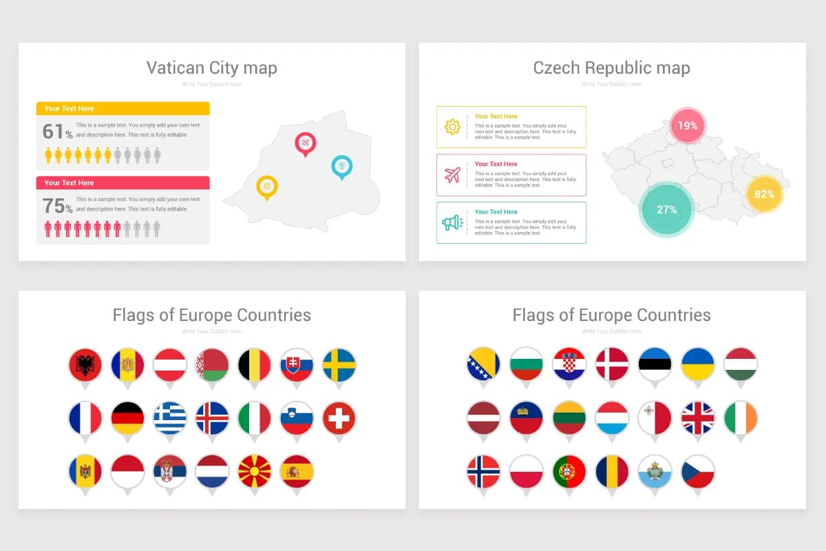 europe maps powerpoint, vatican, czech republic maps, flags of european countries.