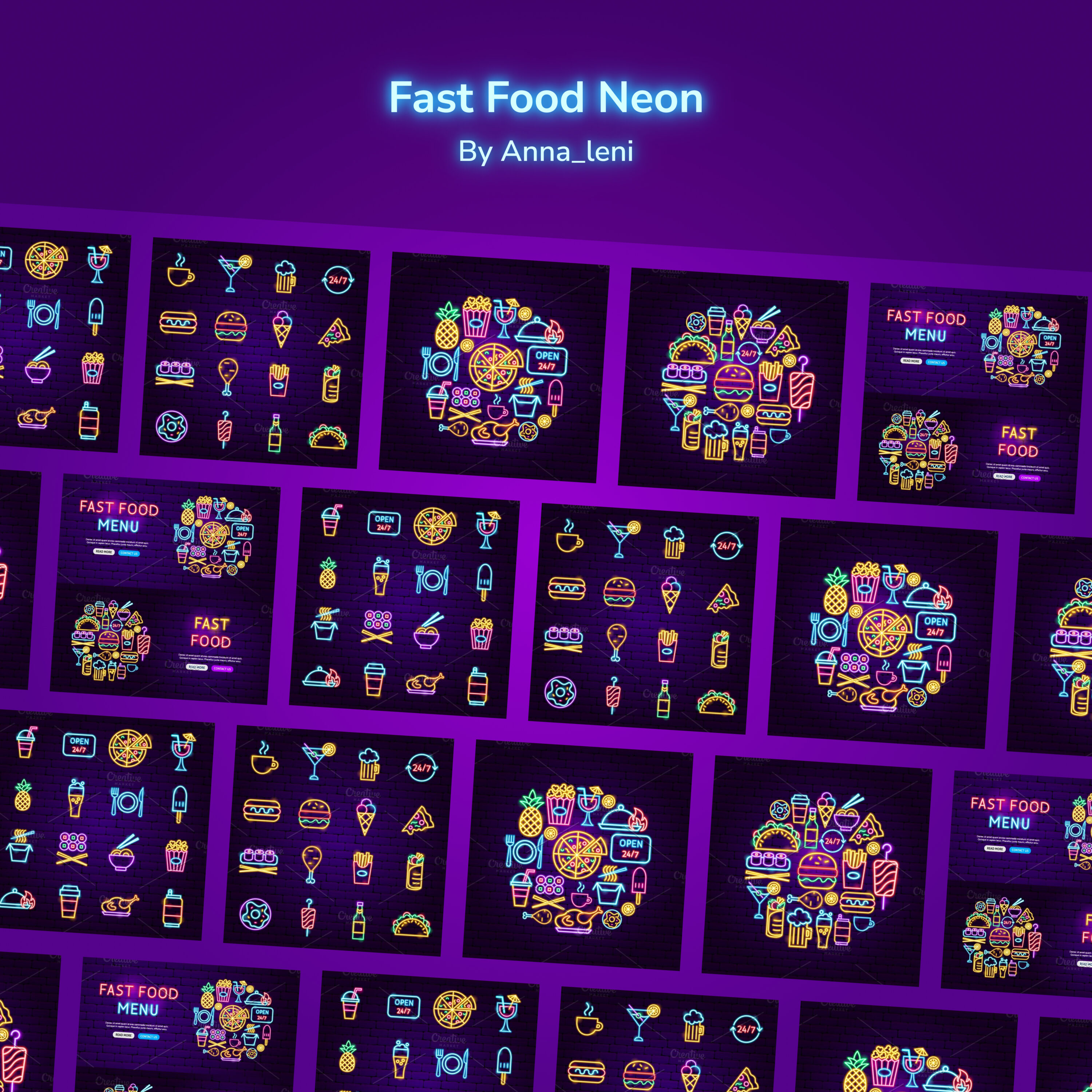 Fast food neon image preview.