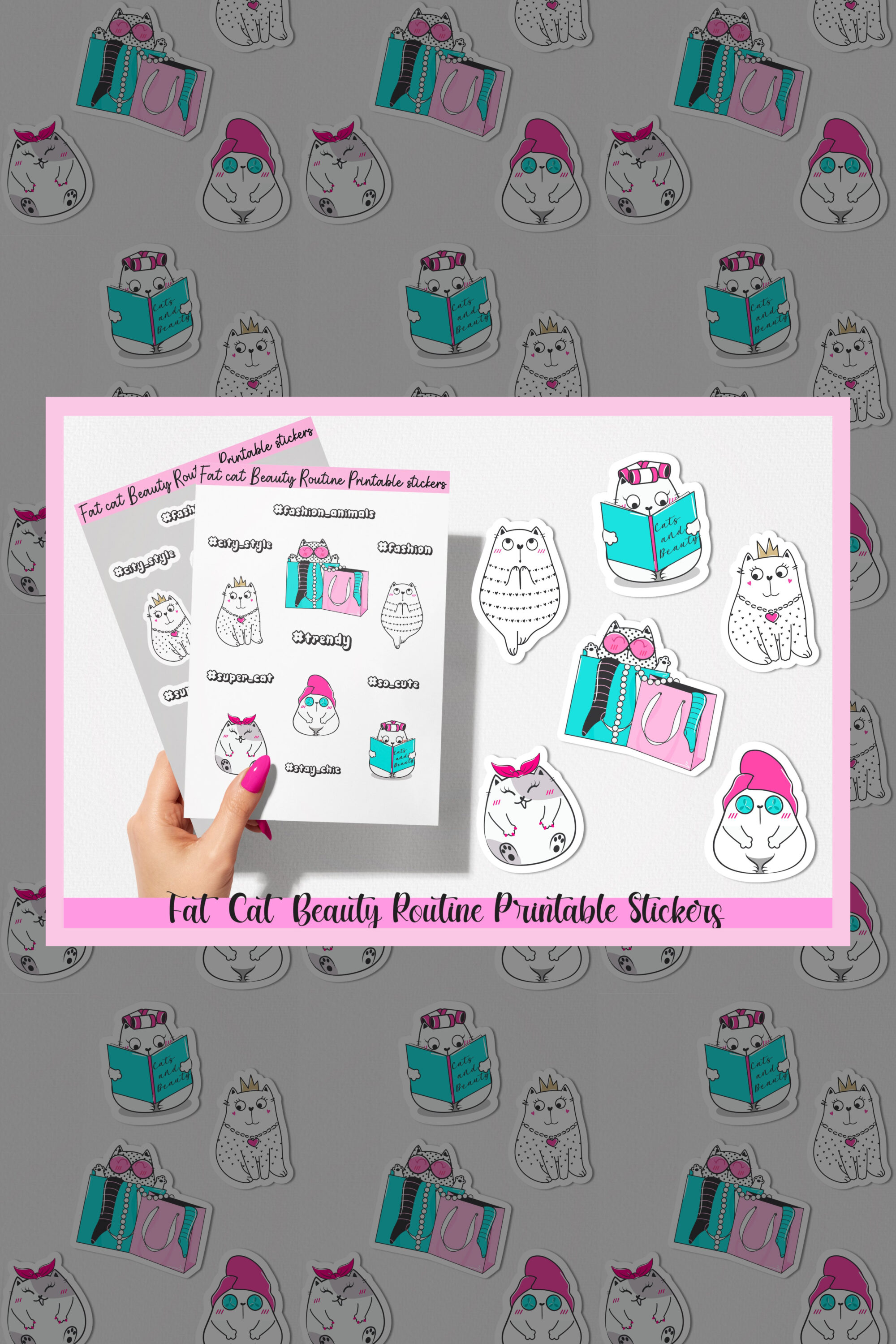 Fat cat beauty routine printable stickers of pinterest.