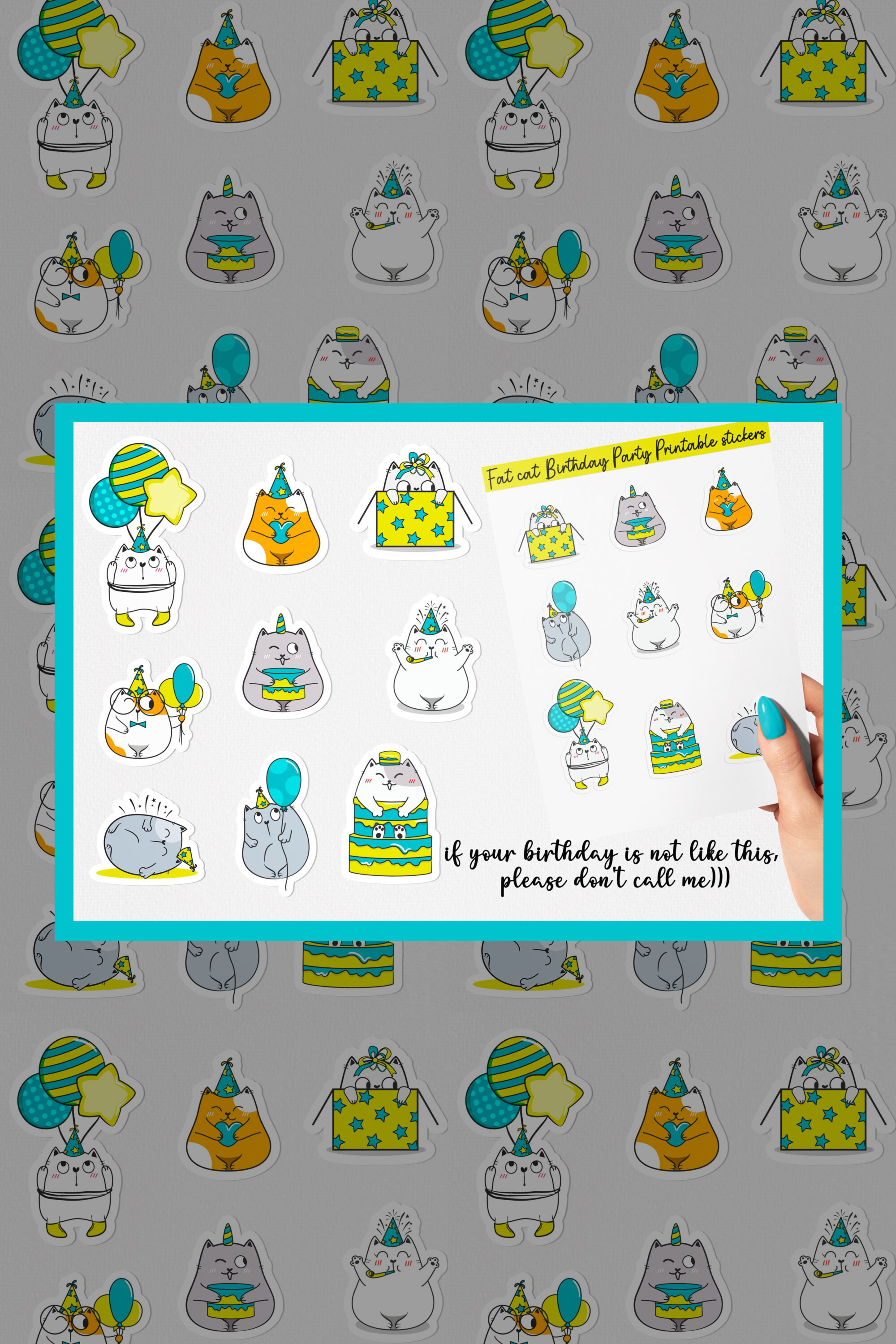 Fat cat birthday party printable stickers of pinterest.