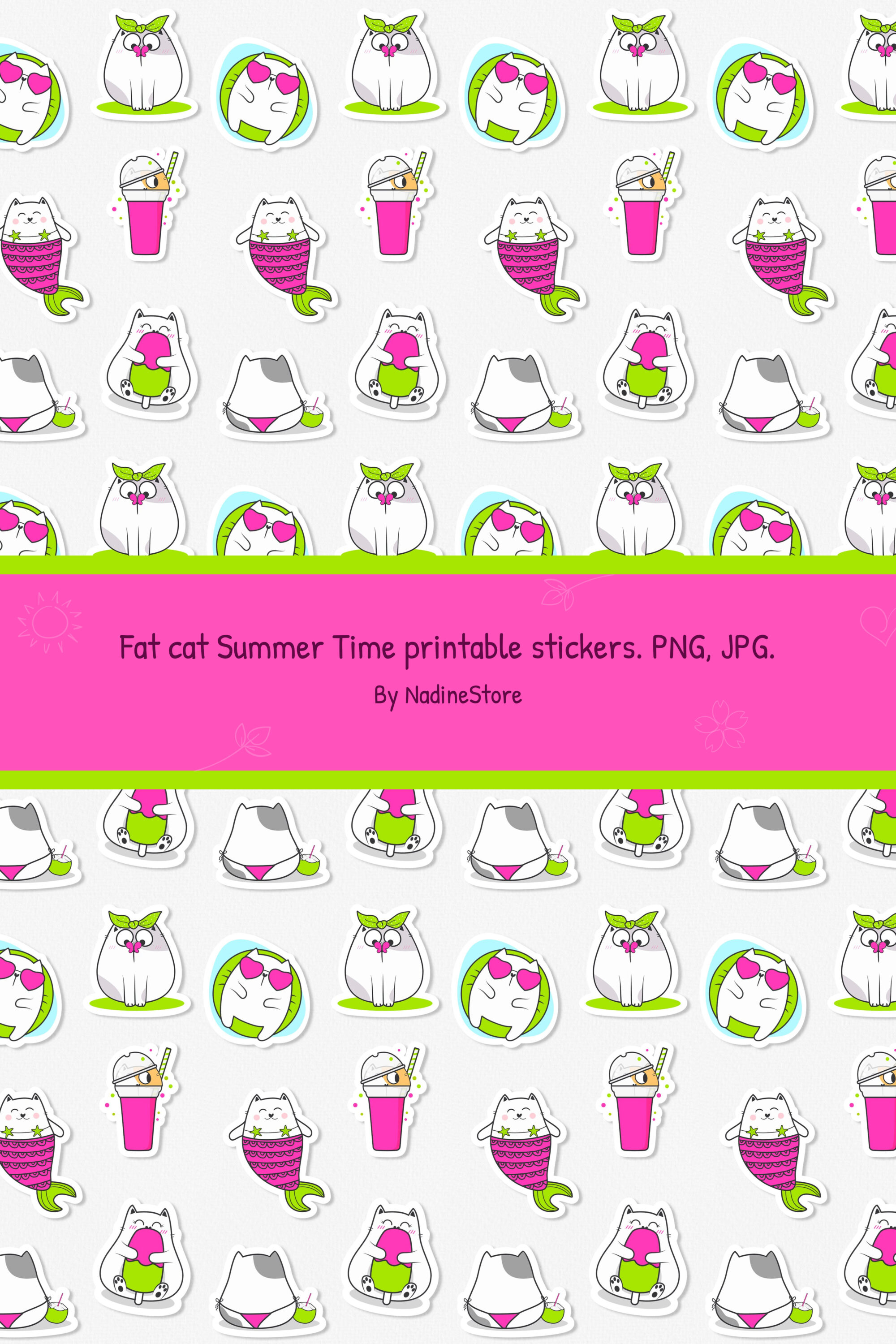 Fat cat summer time printable stickers of pinterest.