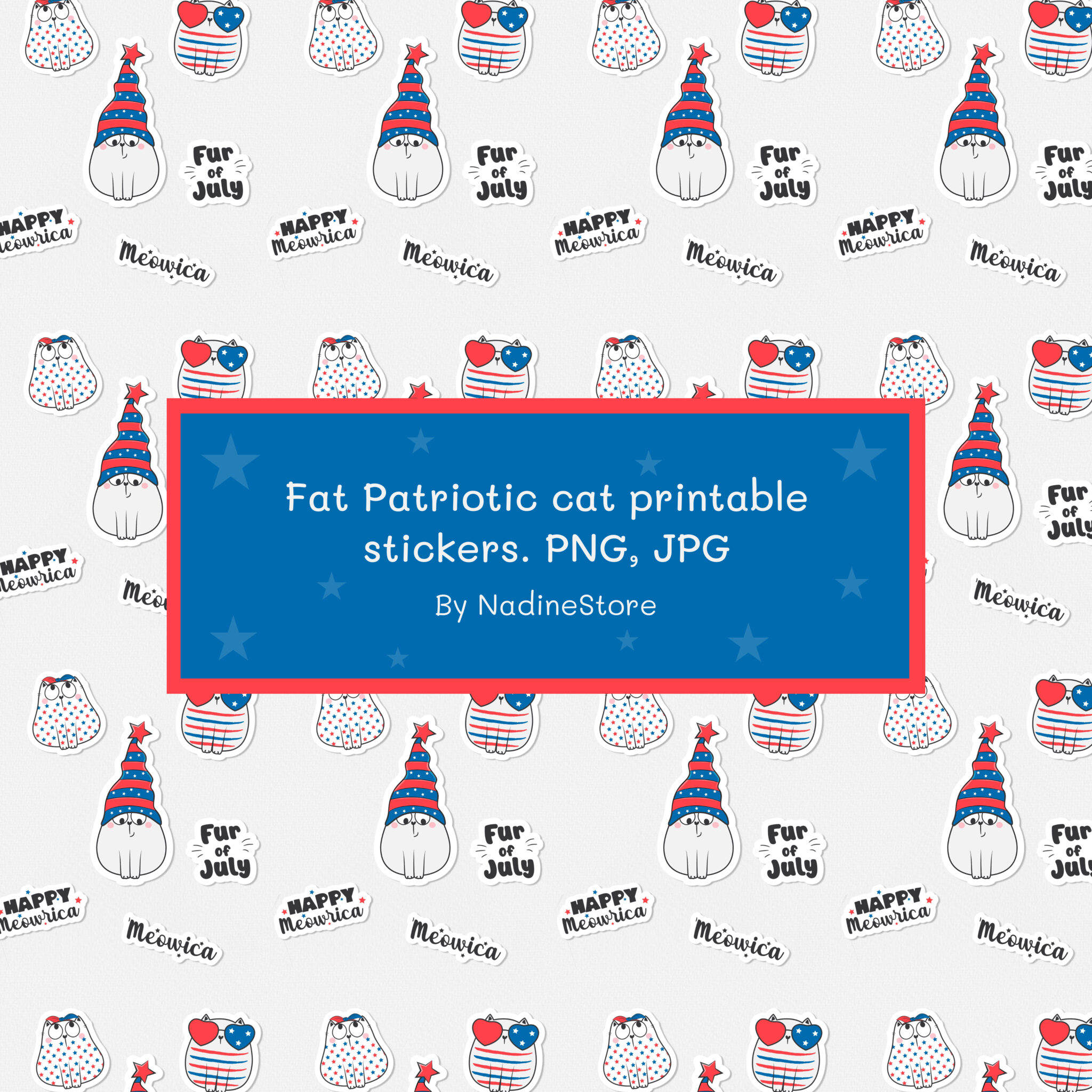 Cute Kitty Printable Stickers. PNG, JPG. | Master Bundles