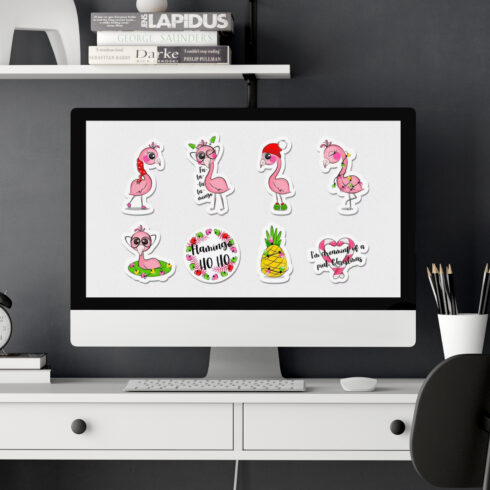 Flamingo Christmas Printable Stickers. PNG, JPG. – MasterBundles