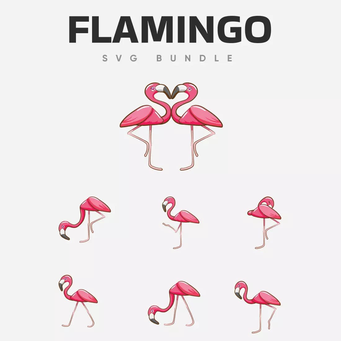 Group of pink flamingos standing next to each other.