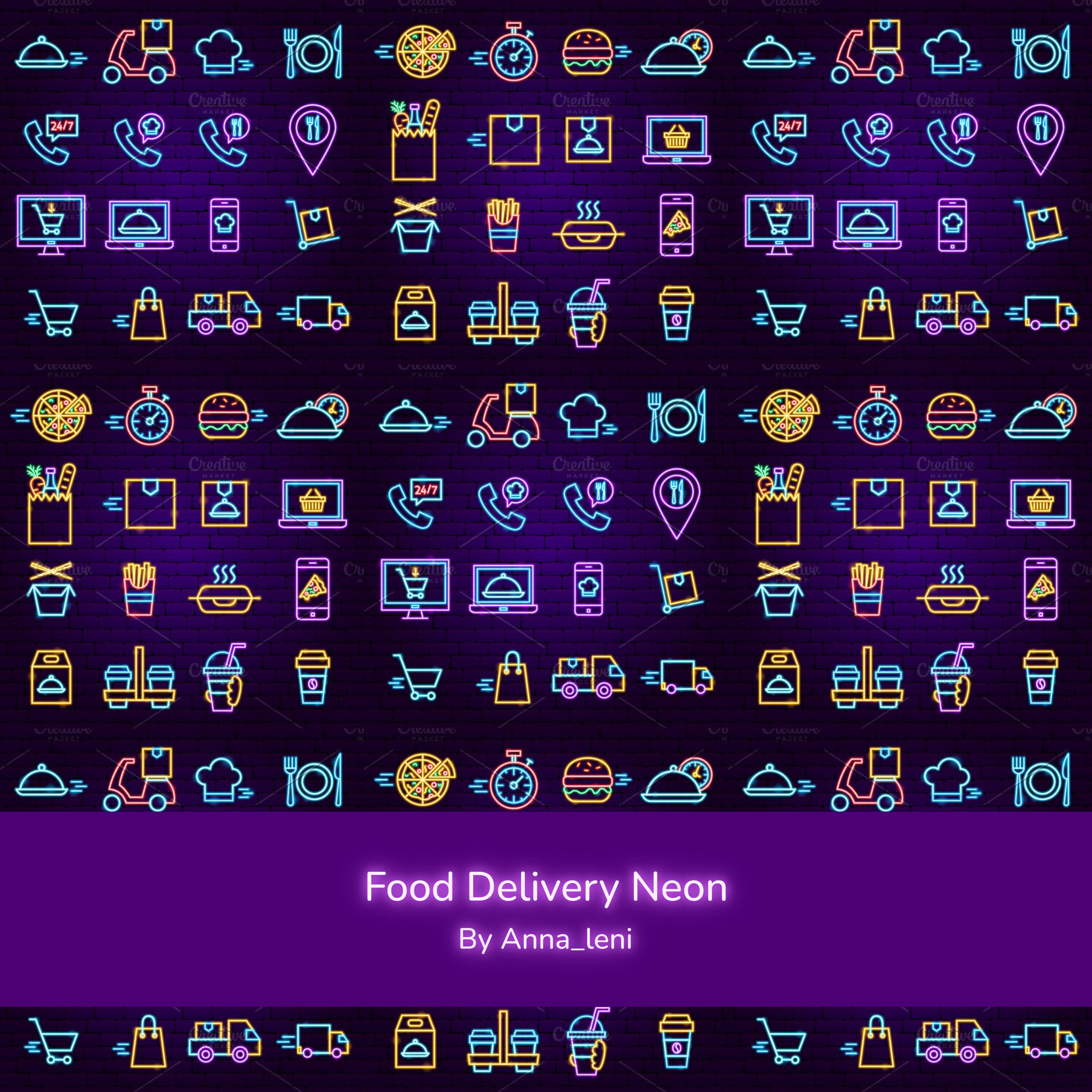 Prints of food delivery neon.