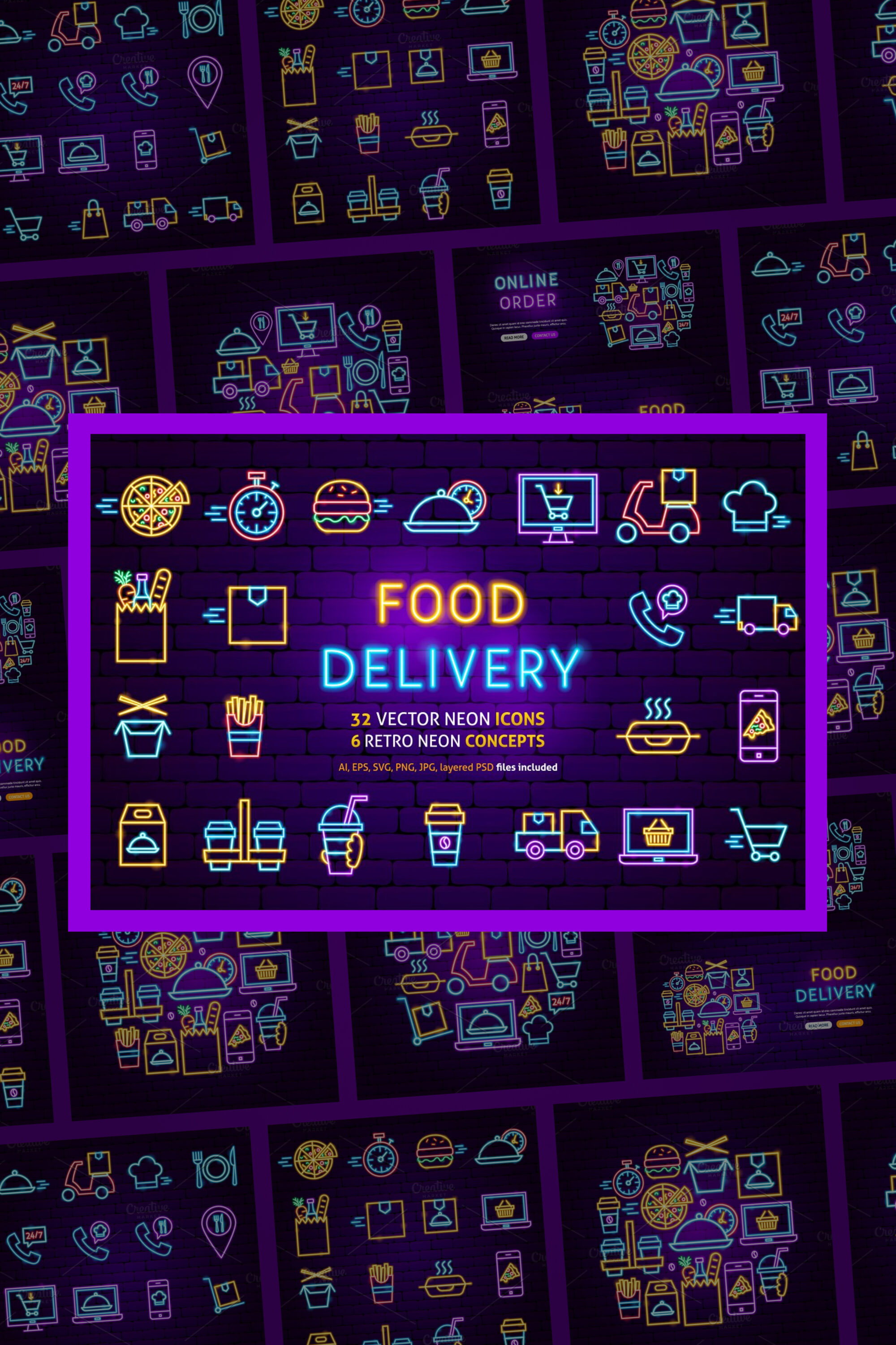 Food delivery neon of pinterest.