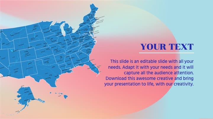 Free Editable US Map Powerpoint Template 3.