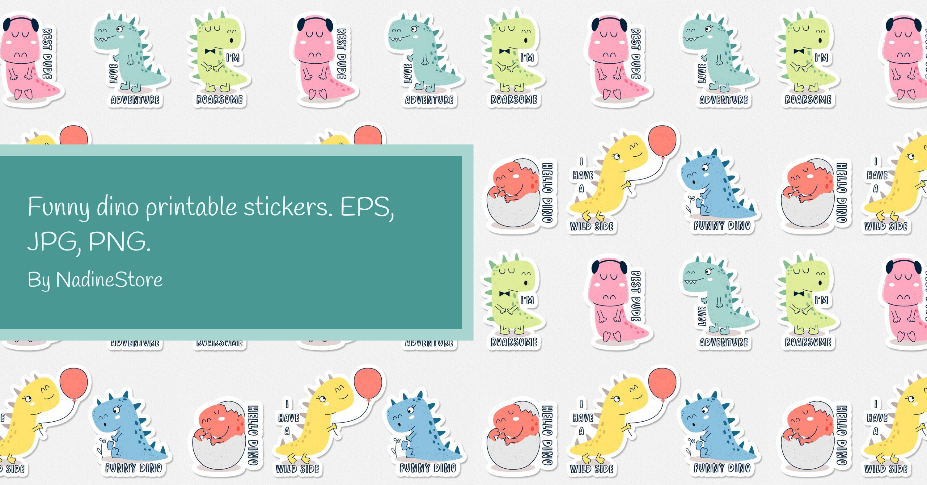 Funny dino printable stickers for facebook.
