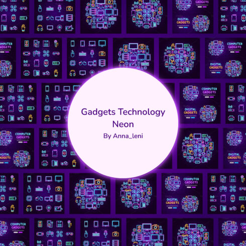 Gadgets technology neon image preview.