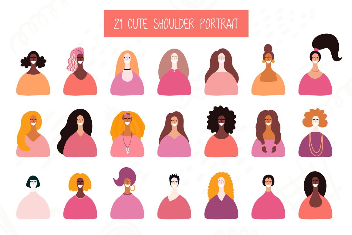 Picture of women with different hair color and shape.