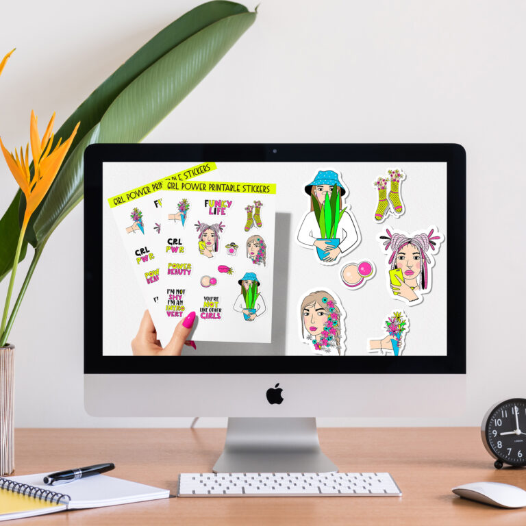 Girl Power Printable Stickers. PNG, JPG. – MasterBundles