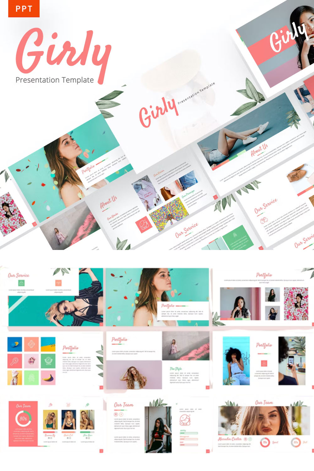 Girly beautiful powerpoint template of pinterest.