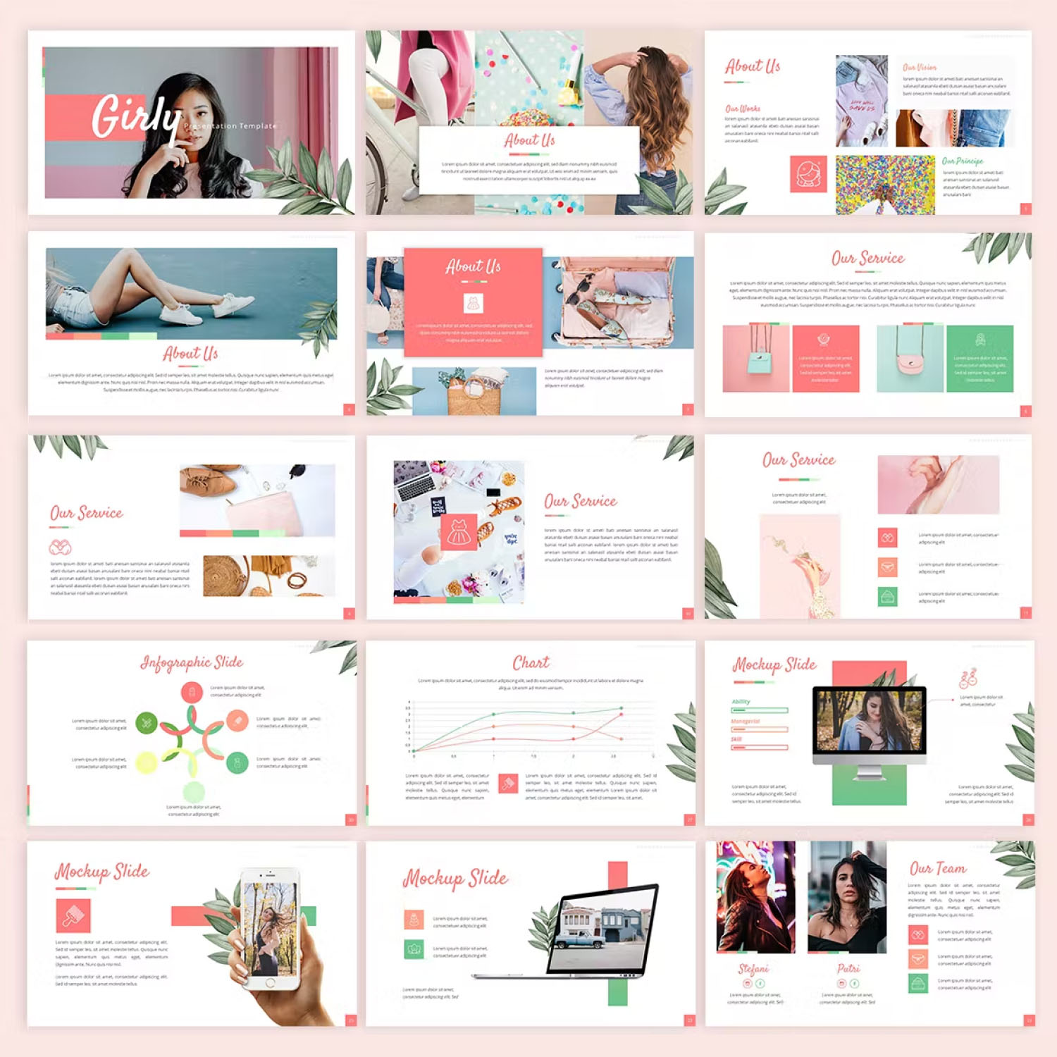 Prints of girly beautiful powerpoint template.