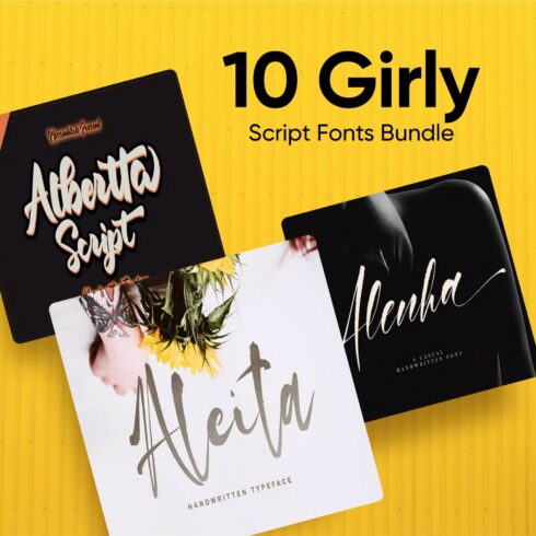 Girly script fonts bundle main cover.