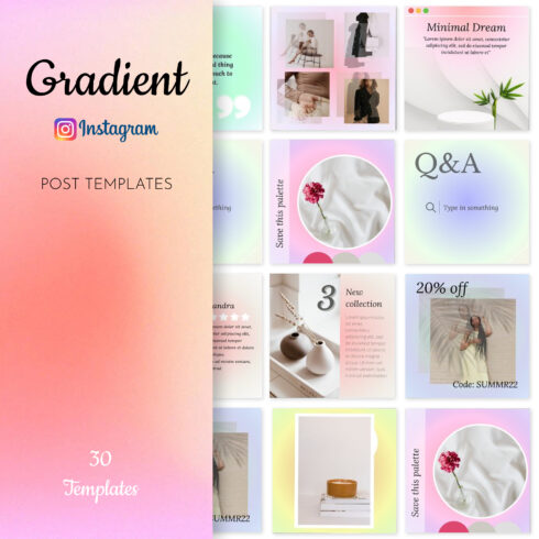 Preview gradient instagram post templates.
