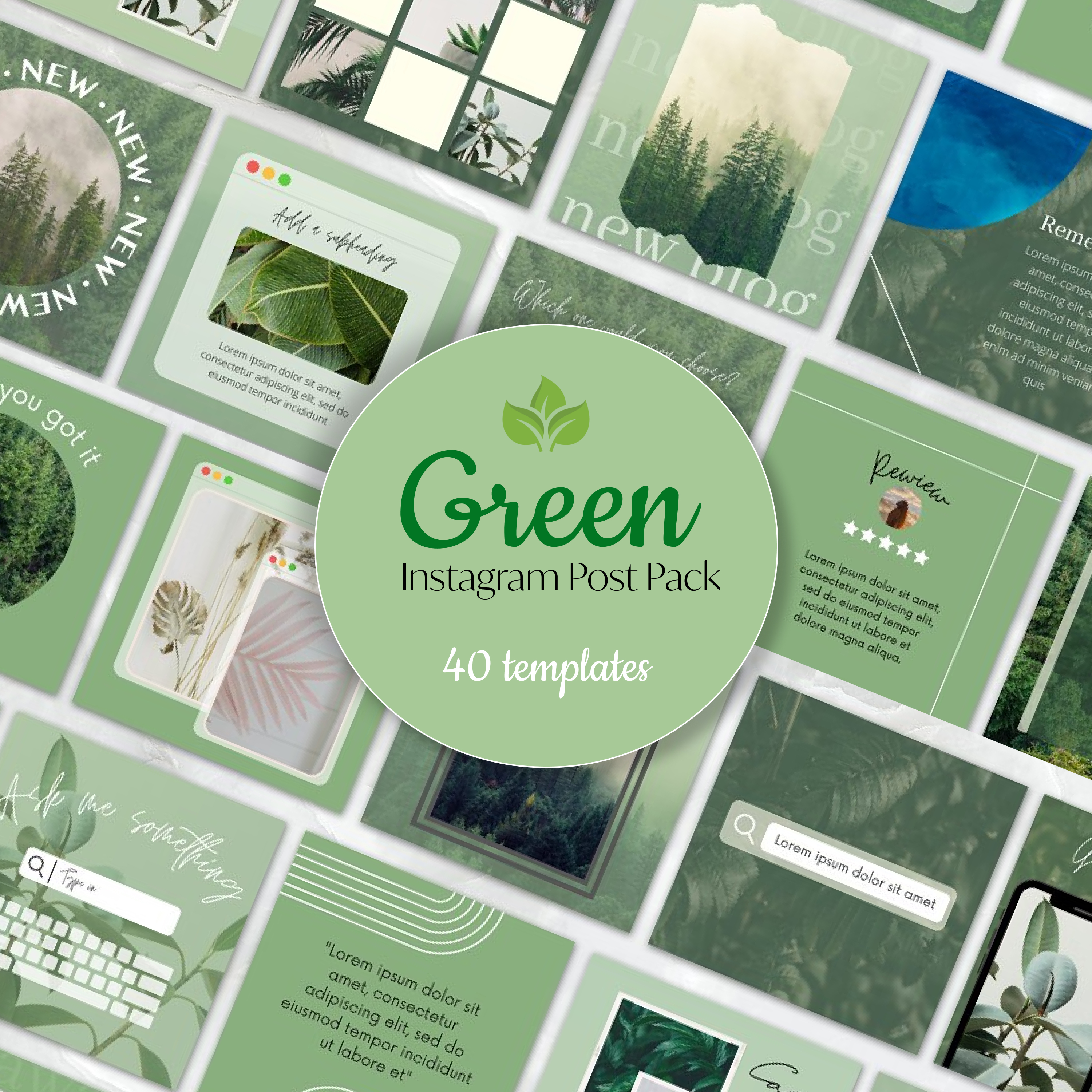 Prints of green instagram post pack.