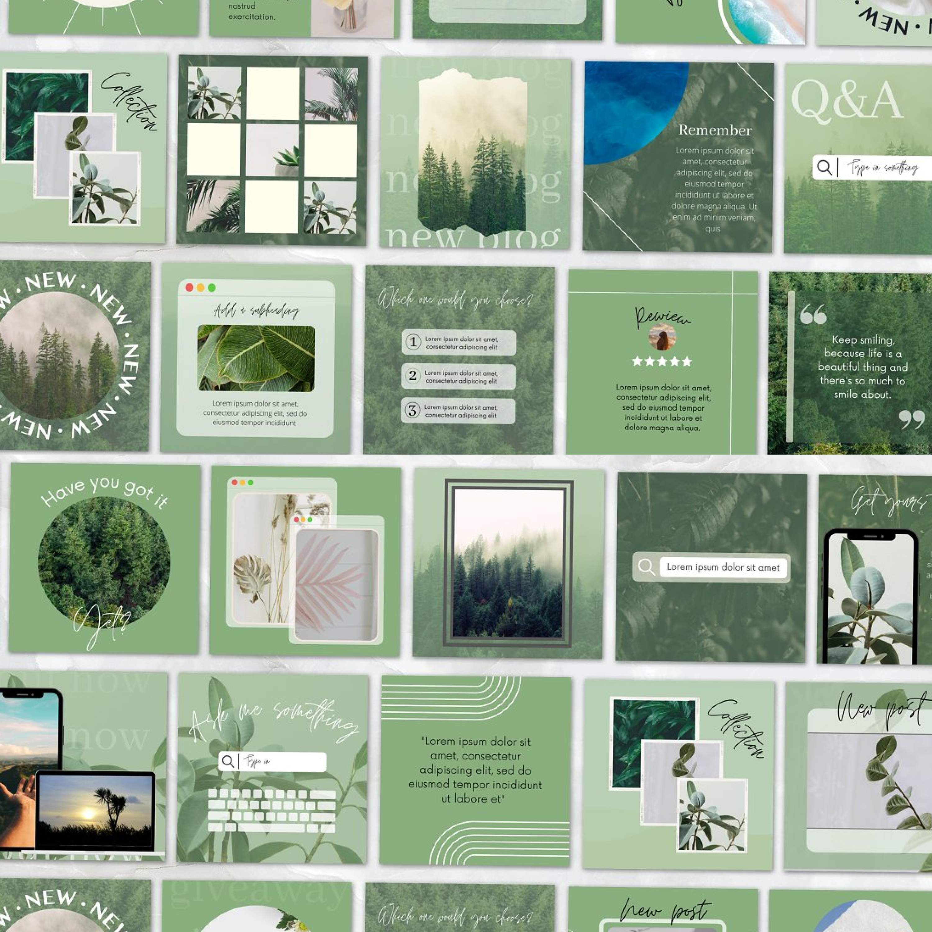 Prints of green instagram post pack.