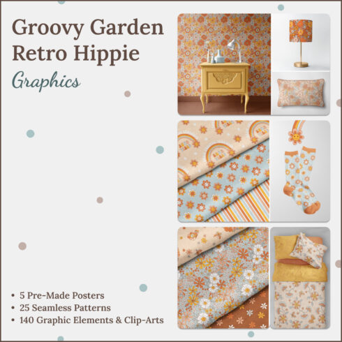 Preview groovy garden retro hippie graphics.