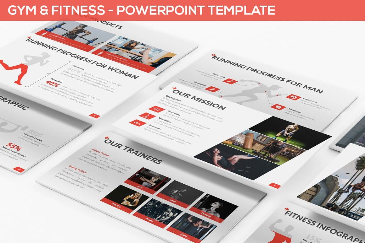 Gym Fitness Powerpoint Template Preview 1.